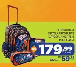 DB Supermercados Kit mochila escolar foguete c/roda amz-171.16 polegada oferta