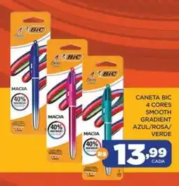 DB Supermercados Caneta bic 4 cores smooth gradient azul/rosa/ verde oferta