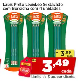 Rede Vivo Lápis Preto Leo&Leo Sextavado com Borracha oferta