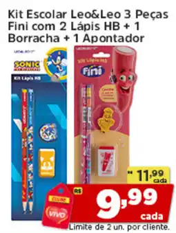 Rede Vivo Kit Escolar Leo&Leo 3 Peças Fini com 2 Lápis HB + 1 Borracha + 1 Apontador oferta