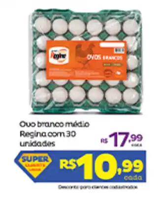 Super Lagoa Ovo Branco Medio Regina com 30 unidades oferta