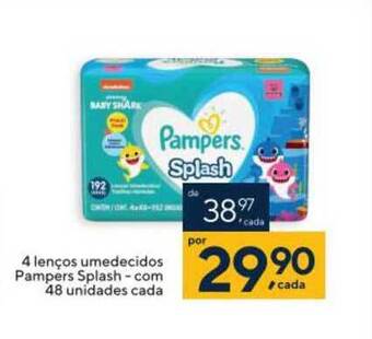 4 Lenços Umedecidos Pamers Splash Com 48 Unidades Cada