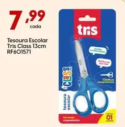 Supper Rissul Tesoura Escolar Tris Class 13cm oferta