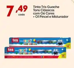 Supper Rissul Tinta Tris Guache Tons Clássicos com 06 Cores + 01 Pincel e Misturador oferta