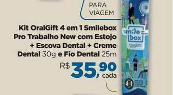 Farmácias Nissei Kit Oralgift 4 Em 1 Smilebox Pro Trabalho New Com Estojo + Escova Dental + Creme Dental E Fio Dental oferta
