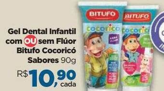 Farmácias Nissei Gel Dental Infantil Com Ou Sem Flúor Bitufo Cocoricó Sabores oferta