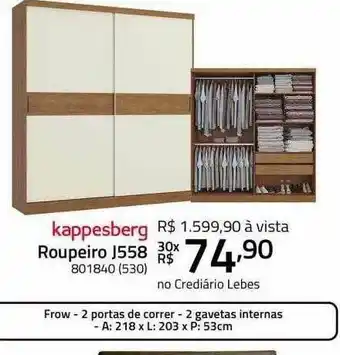 Lojas Lebes Kappesberg Roupeiro J558 oferta