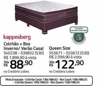 Lojas Lebes Kappesberg Colchão + Box Inverno Verão Casal oferta