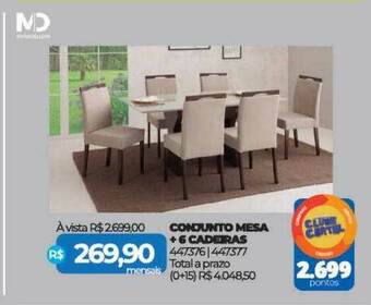 Lojas Certel Conjunto Mesa + 6 Cadeiras oferta