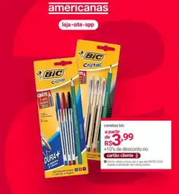 Lojas Americanas canetas bic oferta