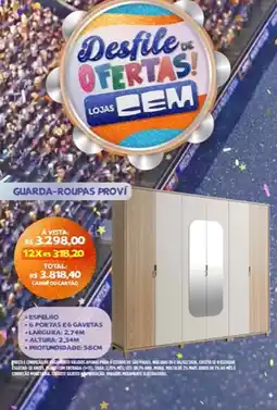 Lojas Cem Guarda-roupas proví oferta