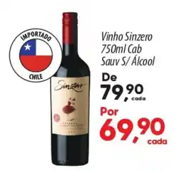 Asun Vinho Sinzero Cab Sauv S/ Álcool oferta