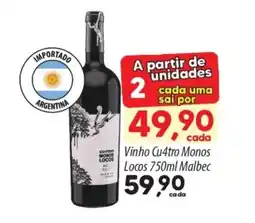 Asun Vinho Cu4tro Monos Locos Malbec oferta