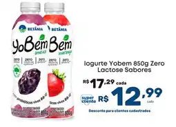 Super Lagoa logurte Yobem Zero Lactose Sabores oferta