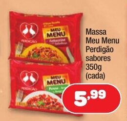 Costazul Supermercados Massa Meu Menu Perdigao sabores 350g oferta