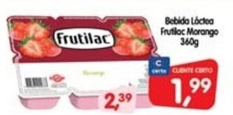 Cercadão Bebida lactea Frutilac Morango 360g oferta