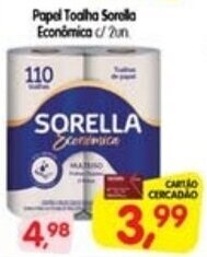 Cercadão Papel Toalha Sorella Economica c/ 2 un. oferta