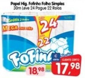 Cercadão Papel hig. Fofinho Folha Simples oferta