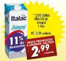 Vencedor Atacadista Leite Longa Vida Italac Integral 1L oferta