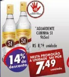 Vencedor Atacadista Aguardente Caninha 51 965ml oferta