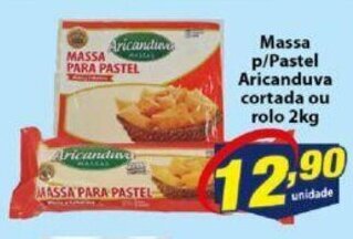 Massa p/ Pastel Aricanduva cortada ou rolo 2kg