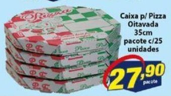 Vencedor Atacadista Caixa p/ Pizza Oitavada 35cm pacote c/25 unidades oferta