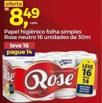 Frangolândia Papel Higiénico Folha Simples Rose Neutro 16 unodades de 30m oferta