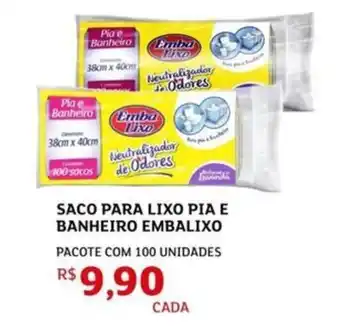 Saco para lixo pia e banheiro embalixo