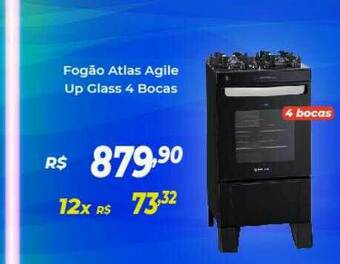 Atakarejo Fogão Atlas Agile Up Glass 4 Bocas oferta