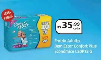 Fralda Adulto Bem Estar Confort Plus Econômica L20p18 G
