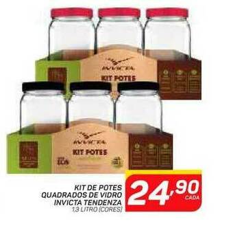 GBarbosa Kit De Potes Quadrados De Vidro Invicta Tendenza oferta