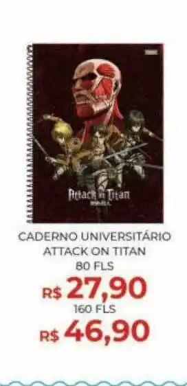 Caderno Universitario Attack On Titan 80 Fls