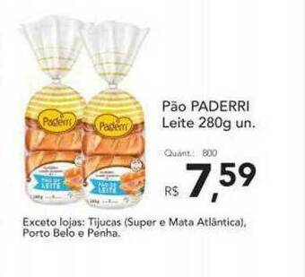 Supermercados Koch Pão Paderri Leite oferta