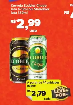Paulistão Supermercados Cerveja Ecobier Chopp lata ou Malzebier lata oferta