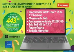Lojas Cem Notebook lenovo intel® core™ i7-13 8gb 512gb ssd 15irh10 oferta