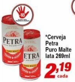 Ricoy Supermercados Cerveja Petra Puro Malte lata 269ml oferta