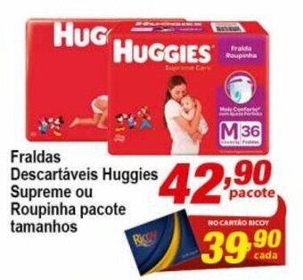 Fraldas Descartaveis Huggies Supreme ou Roupinha pacote tamanhos
