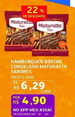 Assaí Atacadista Hamburguer bovino congelado maturatta sabores oferta