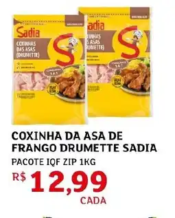 Assaí Atacadista Coxinha da asa de frango drumette sadia pacote iqf zip oferta