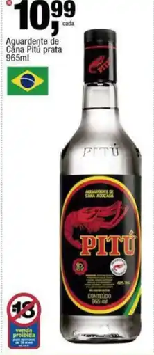 Frangolândia Aguardente de Cana Pitú prata oferta