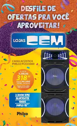 Lojas Cem Caixa acústica philco pcx35000 oferta