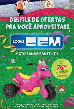 Lojas Cem Moto bandeirante xt-3 oferta
