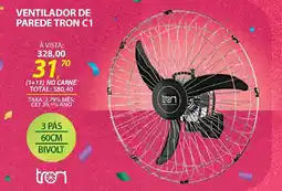 Lojas Cem Ventilador de parede tron c1 oferta