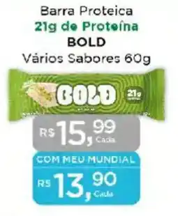 Supermercados Mundial Barra Proteica 21g de Proteína BOLD Vários Sabores oferta