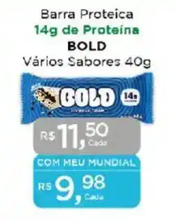 Supermercados Mundial Barra Proteica 14g de Proteína BOLD Vários Sabores oferta
