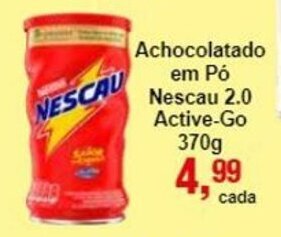 Rossi Supermercado Achocolatado em po Nescau 2.0 Active-Go 370g oferta