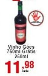 Rossi Supermercado Vinho Goes 750ml gratis 250ml oferta