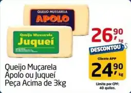 Tenda Atacado Queijo Muçarela Apolo ou Juqueí Peça Acima oferta