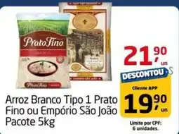 Tenda Atacado Arroz Branco Tipo 1 Prato Fino ou Empório São João Pacote oferta