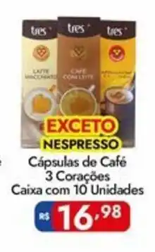 Supermercados Rondon Cápsulas de Café 3 Corações oferta